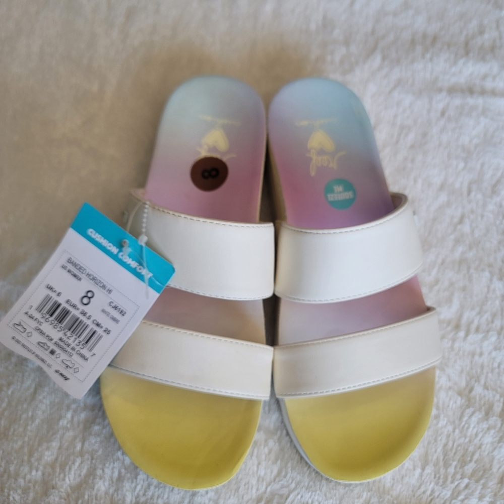 Reef Banded Horizon Hi Platform Slip On Cushion Slides Sandals Women’s Size 8